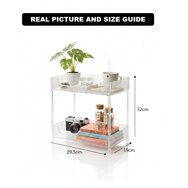 ClearStack 2-Tier Ribbed Acrylic Organizer - All-In-One Store Pakistan