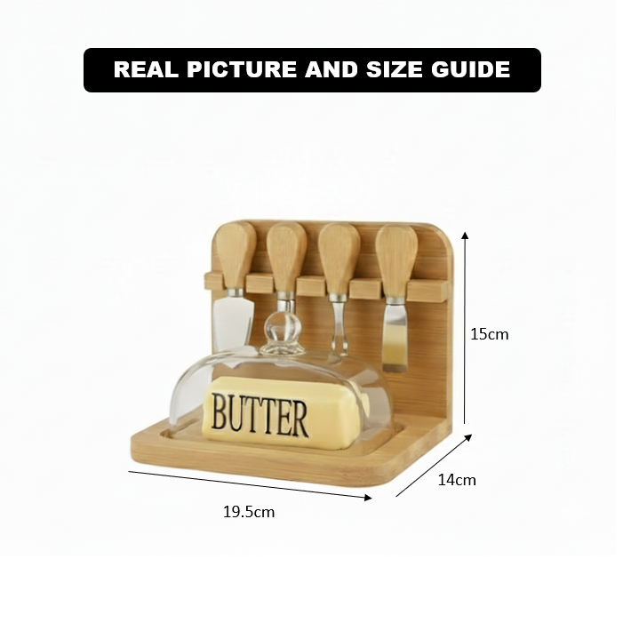 Butter Keeper & Spreader Set with Bamboo Base - All-In-One Store Pakistan