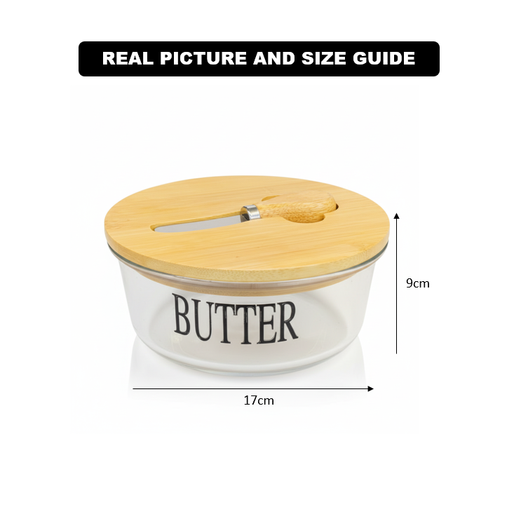 Round Butter Keeper with Bamboo Lid & Knife - All-In-One Store Pakistan