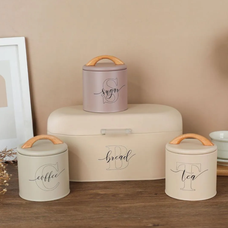 MultiColor 4-Piece Bread, Tea, Coffee, and Sugar Canister Set - All-In-One Store Pakistan