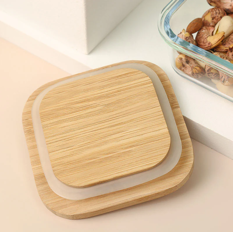 4Pcs Airtight Bamboo-Lid Glass Bowls Set – Square - All-In-One Store Pakistan