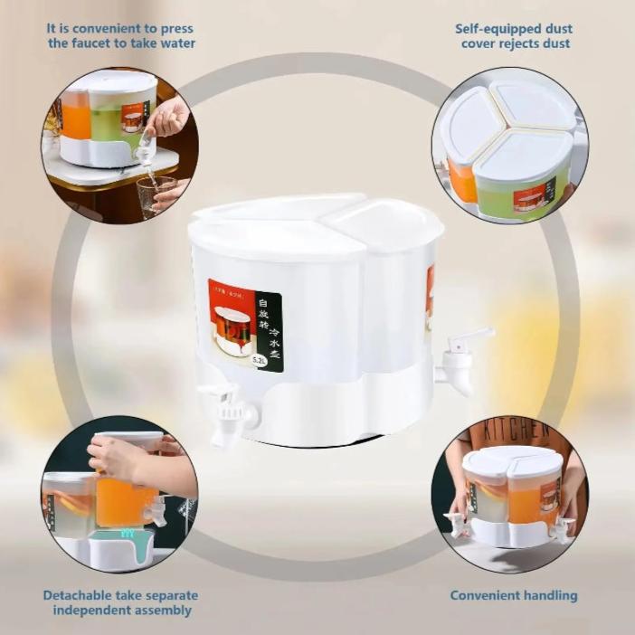3 Portions Rotatable Juice Container & Dispenser (5.2Liter) - All-In-One Store Pakistan