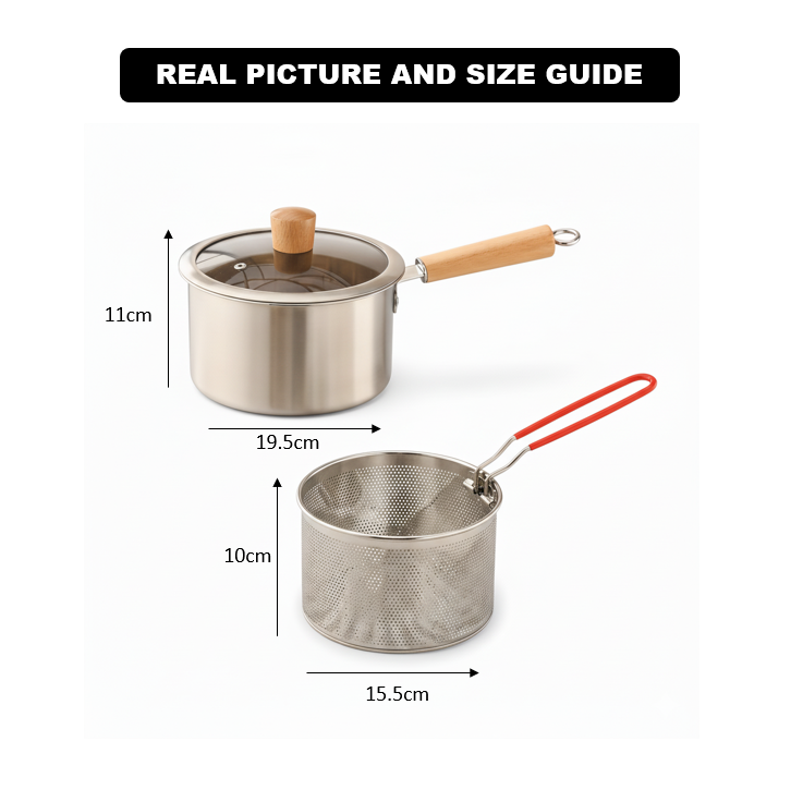 Stainless Steel Deep Fry Pot with Removeable Meshed Fry Basket & Handle - All-In-One Store Pakistan