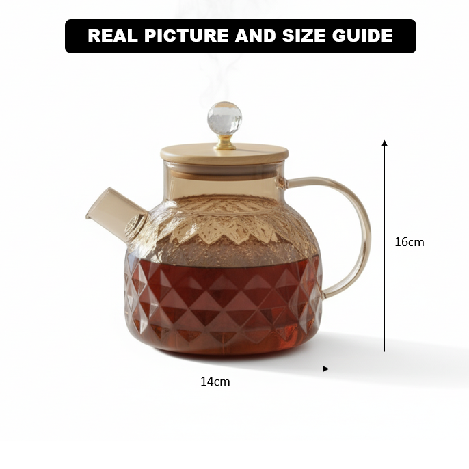 Golden Glass Teapot with Stainless Infuser - All-In-One Store Pakistan