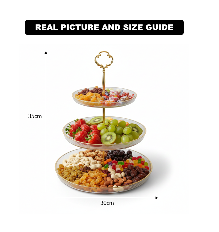 DelightTower 3-Tier Golden Serving Stand - All-In-One Store Pakistan