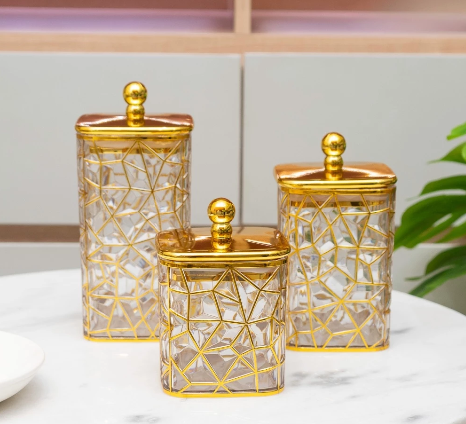 Fractured Gold Canister Trio - Transparent - All-In-One Store Pakistan