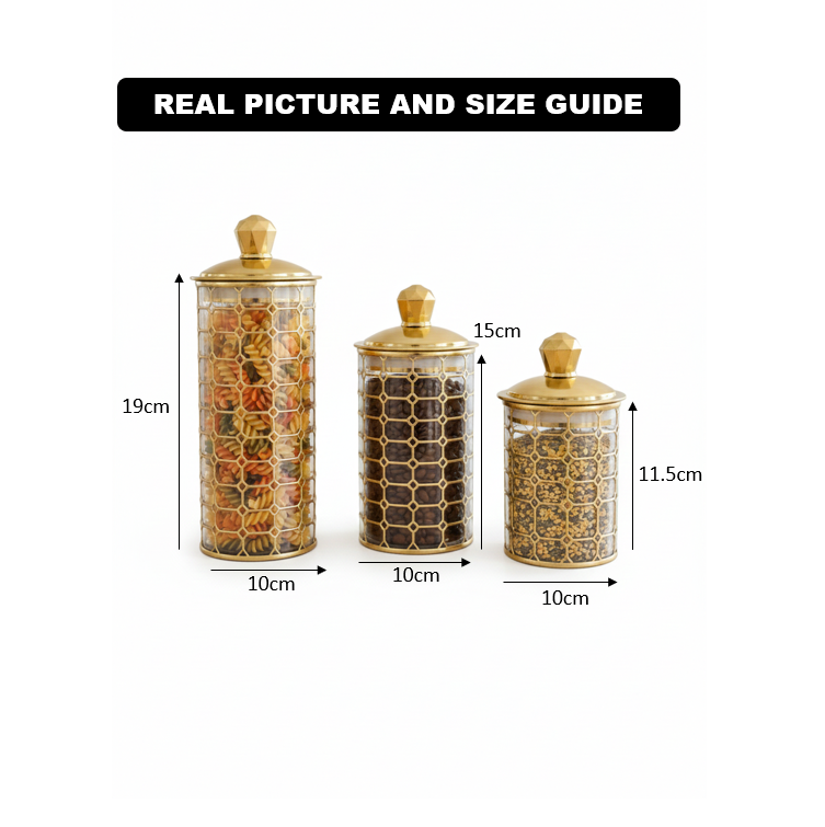 Octagon & Diamond Canister Trio - Transparent - All-In-One Store Pakistan