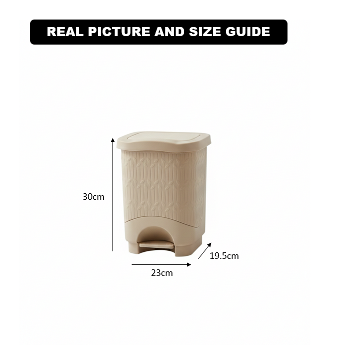 7L Bamboo-Style Dustbin with Pedal (1582) by Limon - All-In-One Store Pakistan