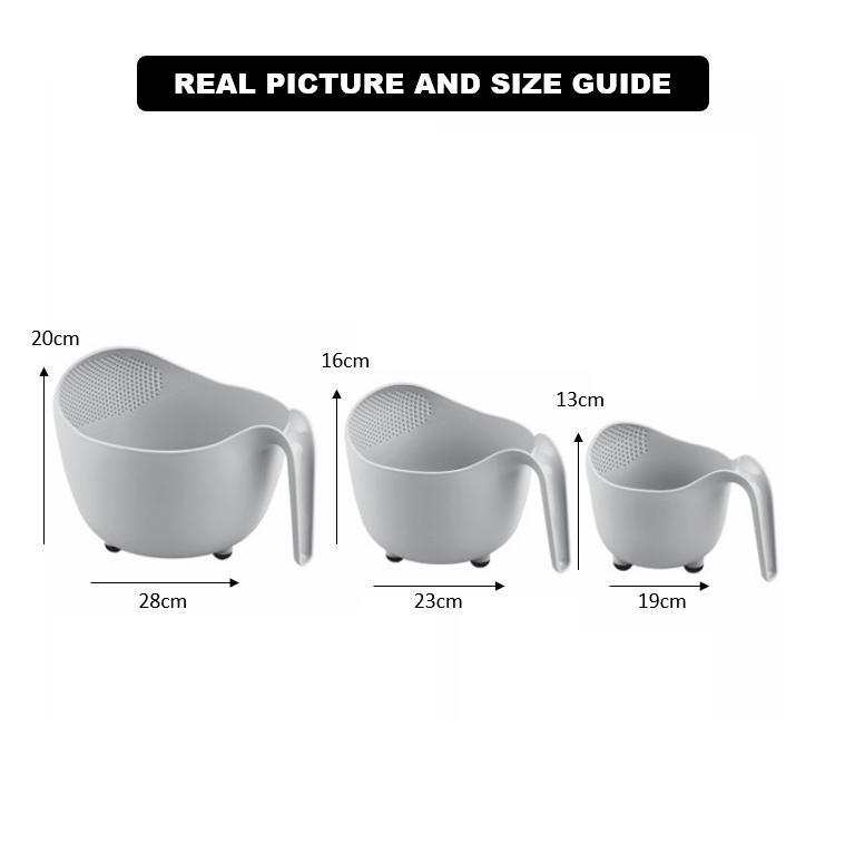 Pack of 3 Fruits and Vegetables Wash Bowl with Drainer (3035) by Limon - All-In-One Store Pakistan