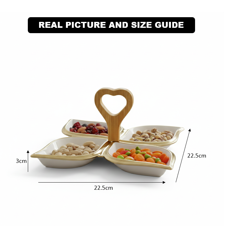 GoldenHeart 4-Section Ceramic Platter - All-In-One Store Pakistan