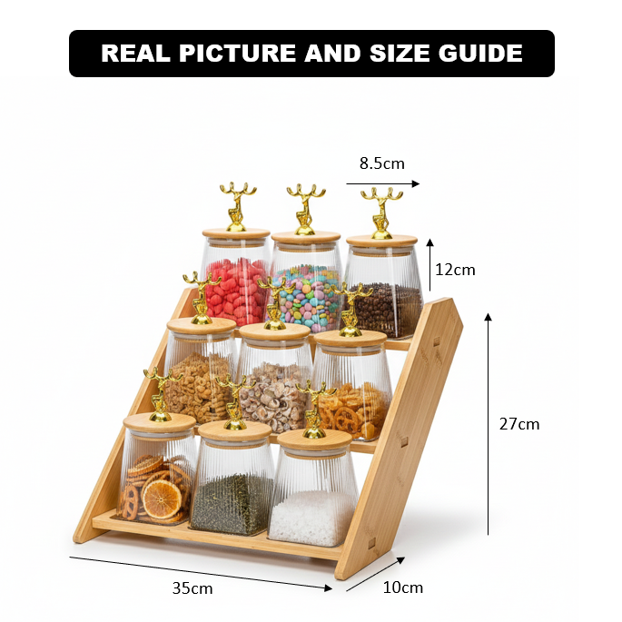 9-Pcs PrimeRib Tapered Glass Storage Station (1112) - All-In-One Store Pakistan