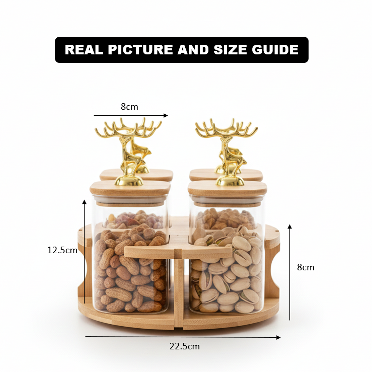 Royal Deer 4-Pcs Rotating Storage Jars Station (1107) - All-In-One Store Pakistan