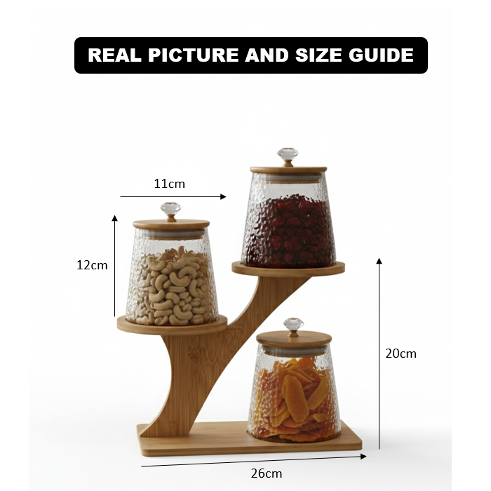 TriLevel Bamboo Pantry Display (1117) - All-In-One Store Pakistan