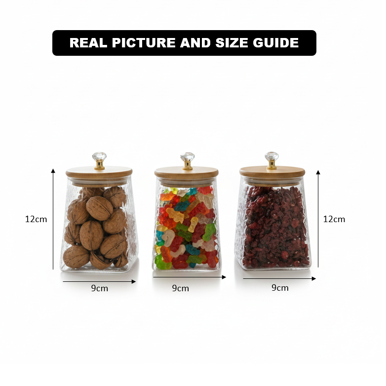 DiamondTop 3-Pcs Glass Jar Set with Airtight Lids (1102) - All-In-One Store Pakistan