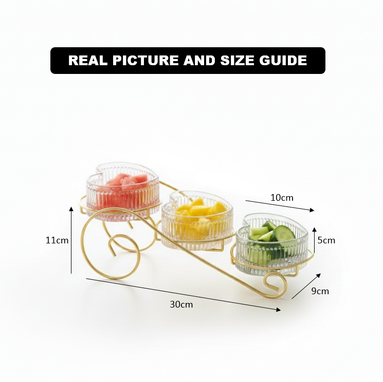 EliteCurve Heart-Shaped Glass Serving Trio (1120) - All-In-One Store Pakistan