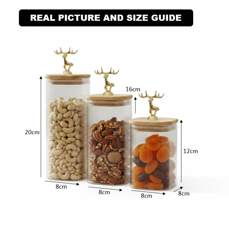 Imperial Stag Glass Jars Trio (1113) - All-In-One Store Pakistan