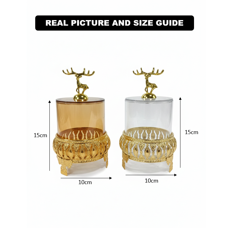 Royal Golden Base Glass Jar with Lid - All-In-One Store Pakistan