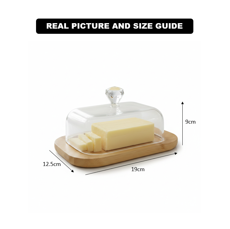 Rustic Wooden Butter Dish with Clear Lid & Knob - All-In-One Store Pakistan