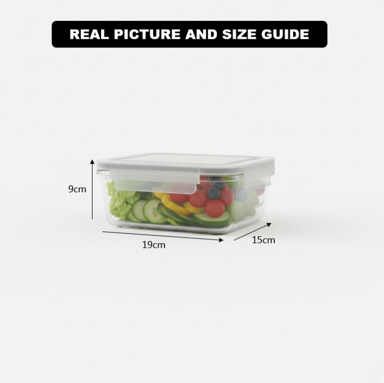 850ML Rectangular Glass Container with Lid (1802) by Limon - All-In-One Store Pakistan