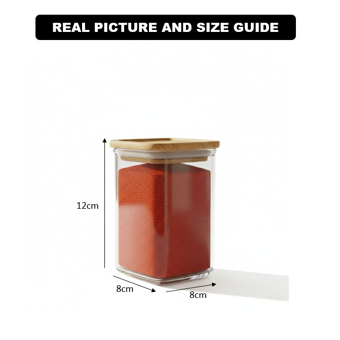 400ml Square Food Storage Jar with Wooden Lid (2198) by Limon - All-In-One Store Pakistan