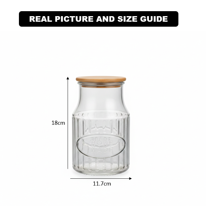 3-Pcs 1200ml Home Made Glass Jars Set with Airight Lids (2261) by Limon - All-In-One Store Pakistan
