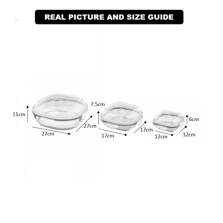 ServeNStore Square Glass Containers with Lids by Limon - All-In-One Store Pakistan