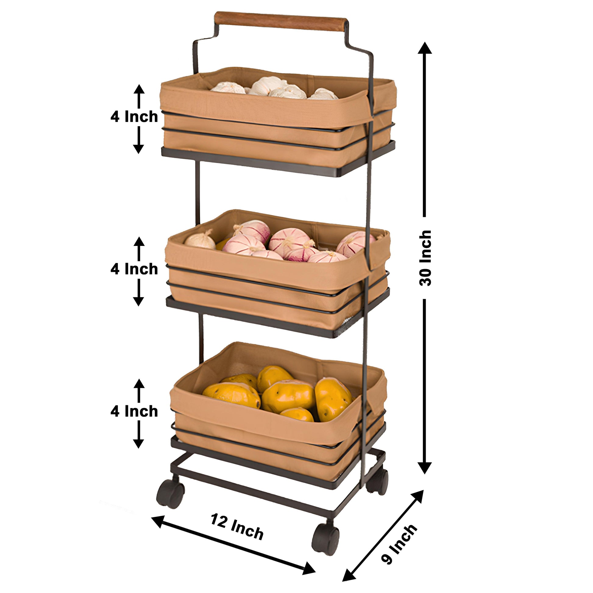 TrioStack Metal Rolling Cart by Matrix - All-In-One Store Pakistan