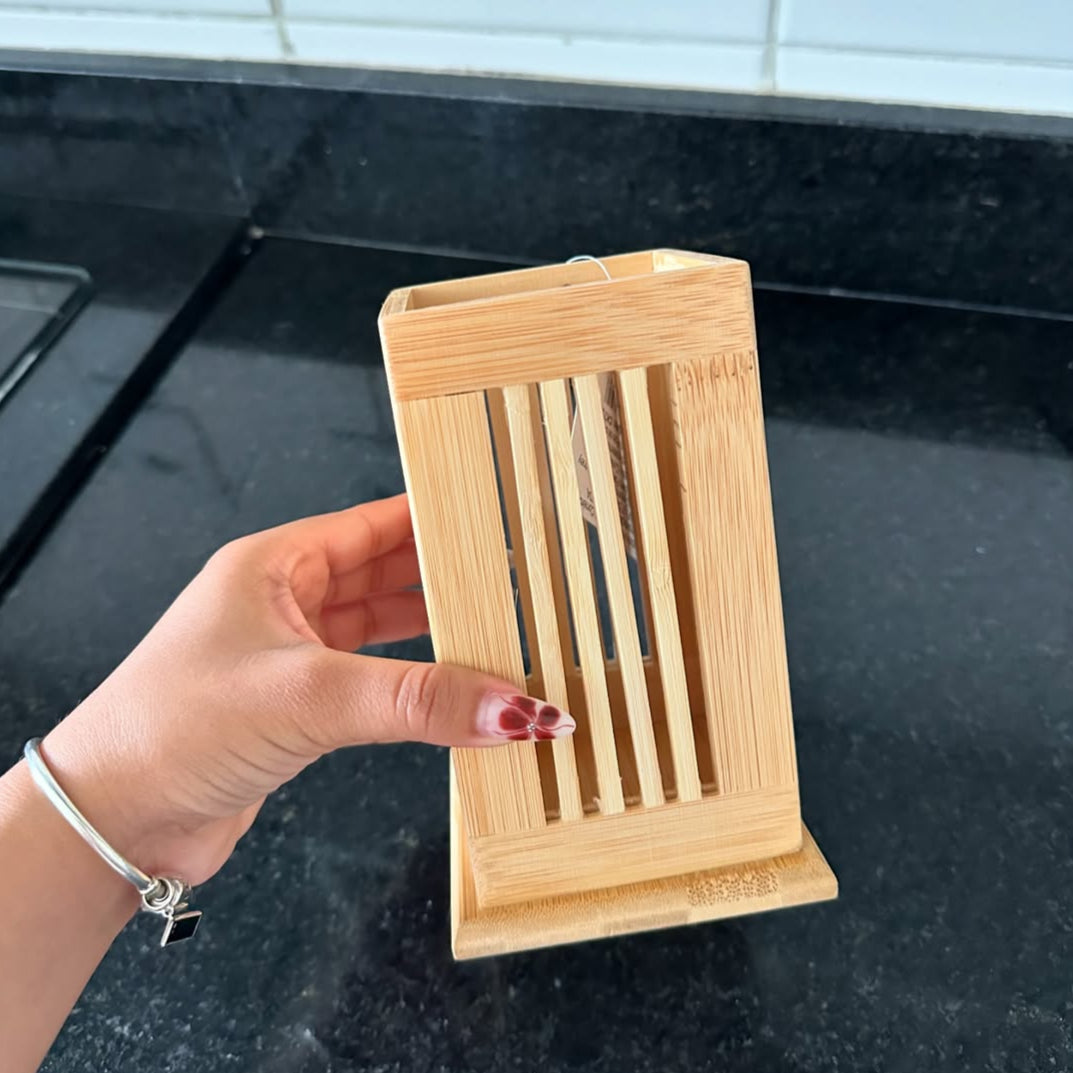 Natural Bamboo Kitchen Utensil Holder - All-In-One Store Pakistan