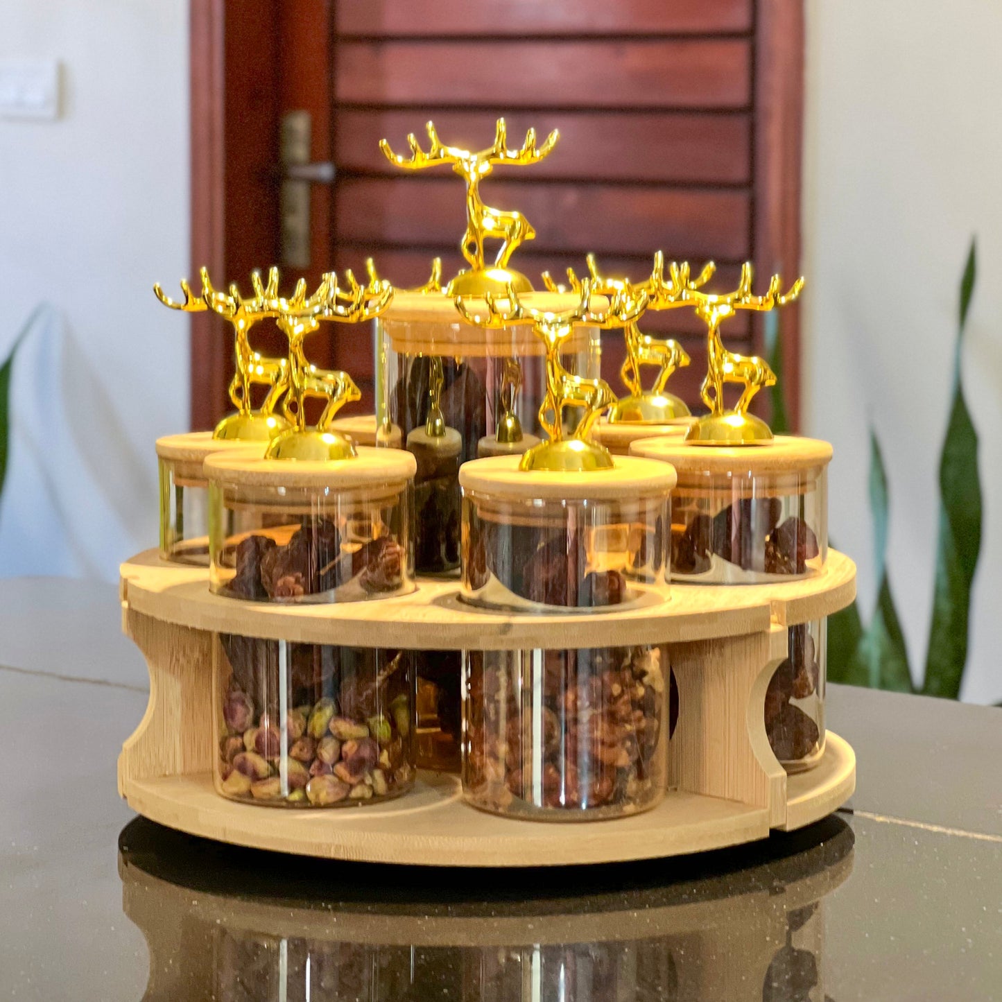 TintedGold 7-Pcs Rotating Storage Jars Station (1109) - All-In-One Store Pakistan