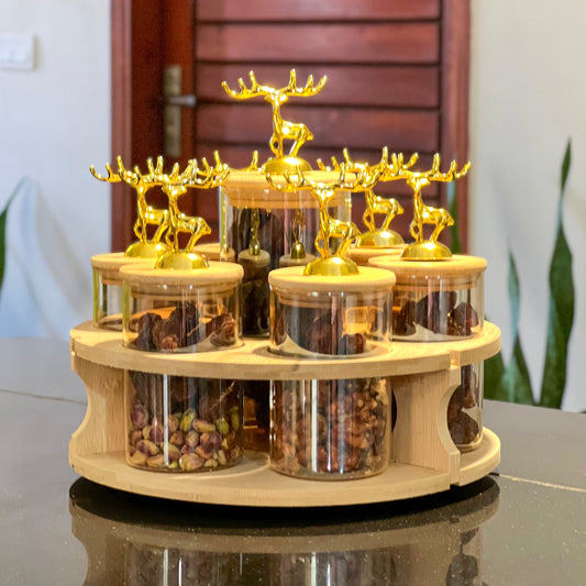 TintedGold 7-Pcs Rotating Storage Jars Station (1109) - All-In-One Store Pakistan