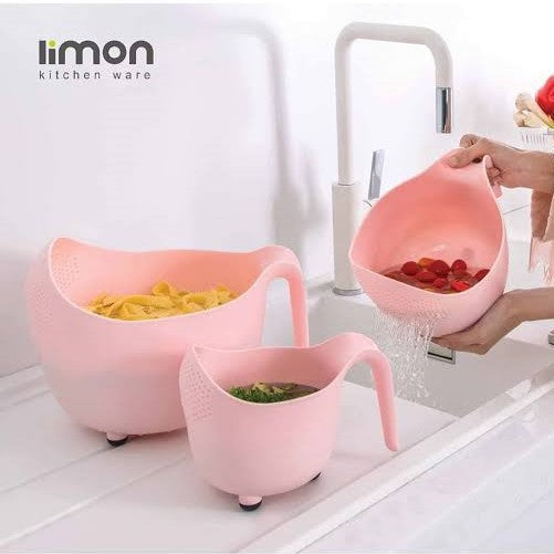 Pack of 3 Fruits and Vegetables Wash Bowl with Drainer (3035) by Limon - All-In-One Store Pakistan