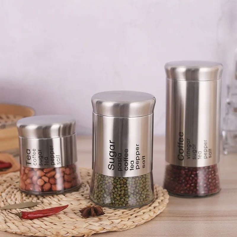 Airtight Glass Storage Jar Set (3 Pcs) - All-In-One Store Pakistan