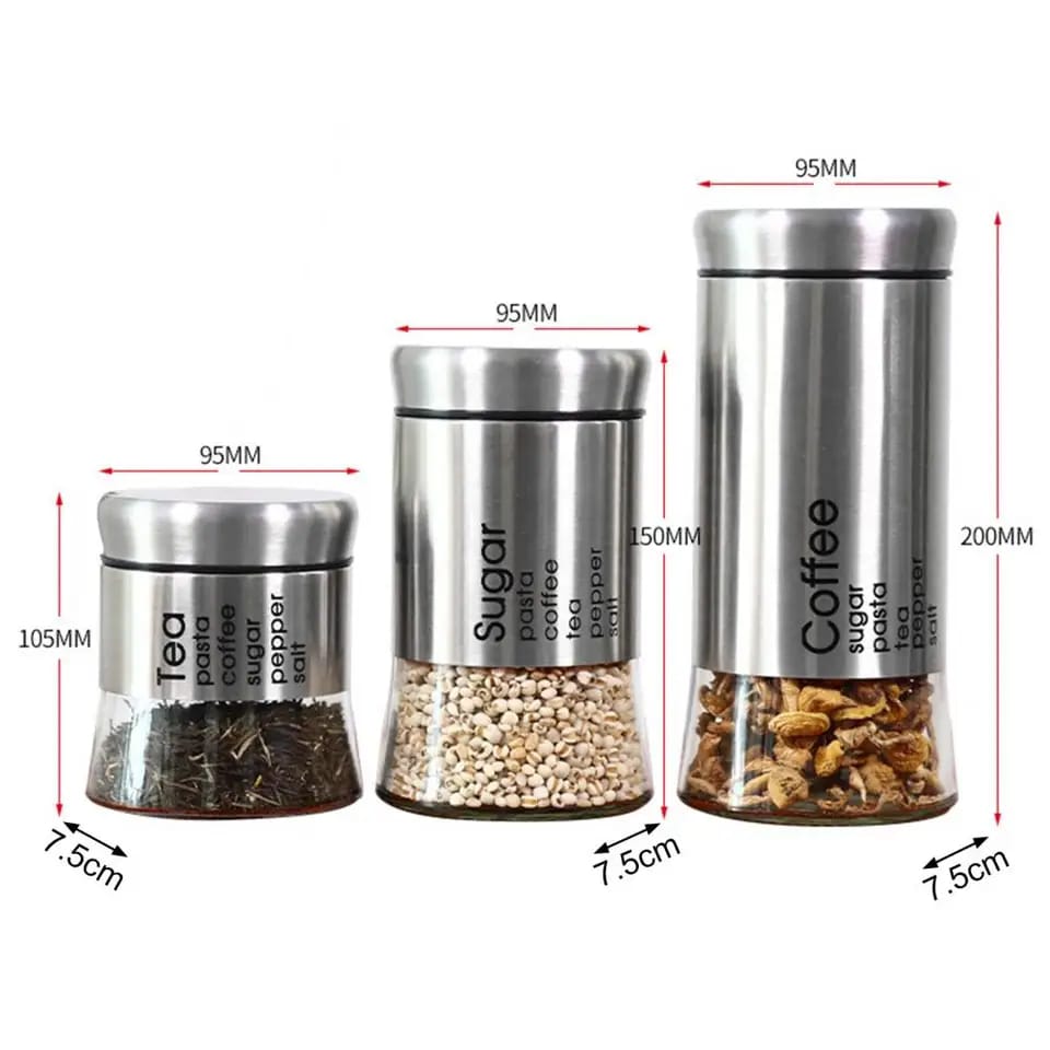 Airtight Glass Storage Jar Set (3 Pcs) - All-In-One Store Pakistan