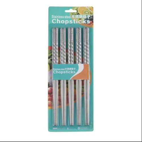 Stainless Steel Chopsticks (5 Pairs) - All-In-One Store Pakistan