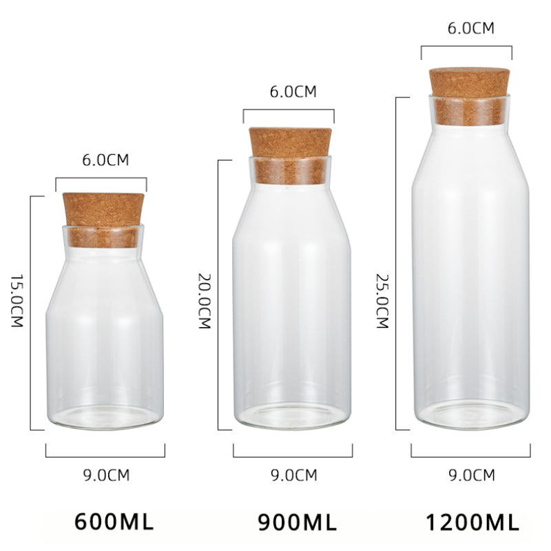 Curvy Airtight Glass Jars with Cork Lids - All-In-One Store Pakistan