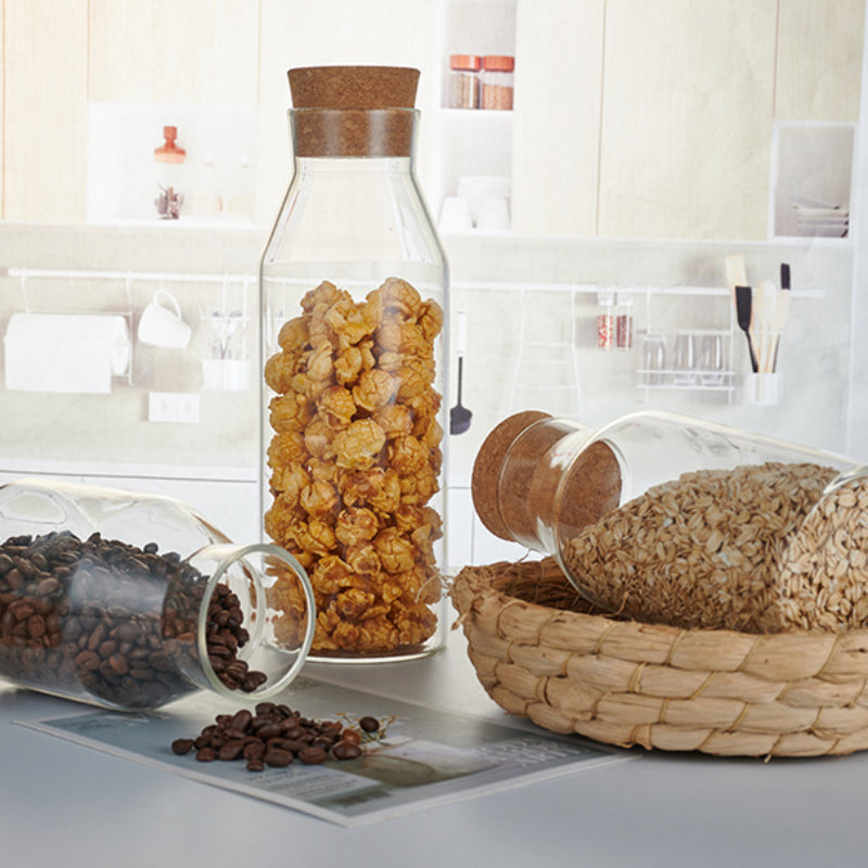 Curvy Airtight Glass Jars with Cork Lids - All-In-One Store Pakistan
