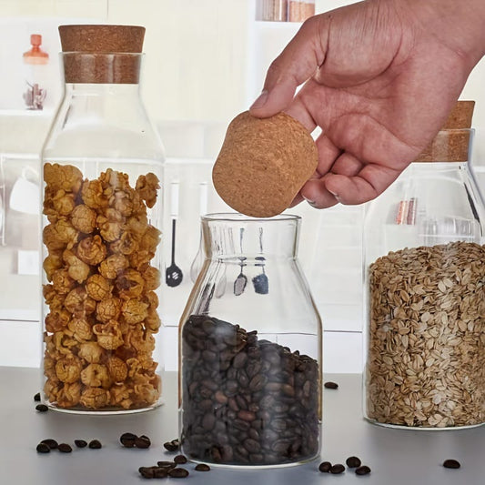 Curvy Airtight Glass Jars with Cork Lids - All-In-One Store Pakistan