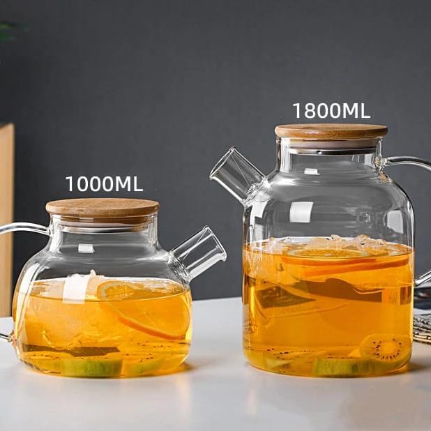 Airtight Heat Resistant Glass Teapot with Wooden Lid - All-In-One Store Pakistan