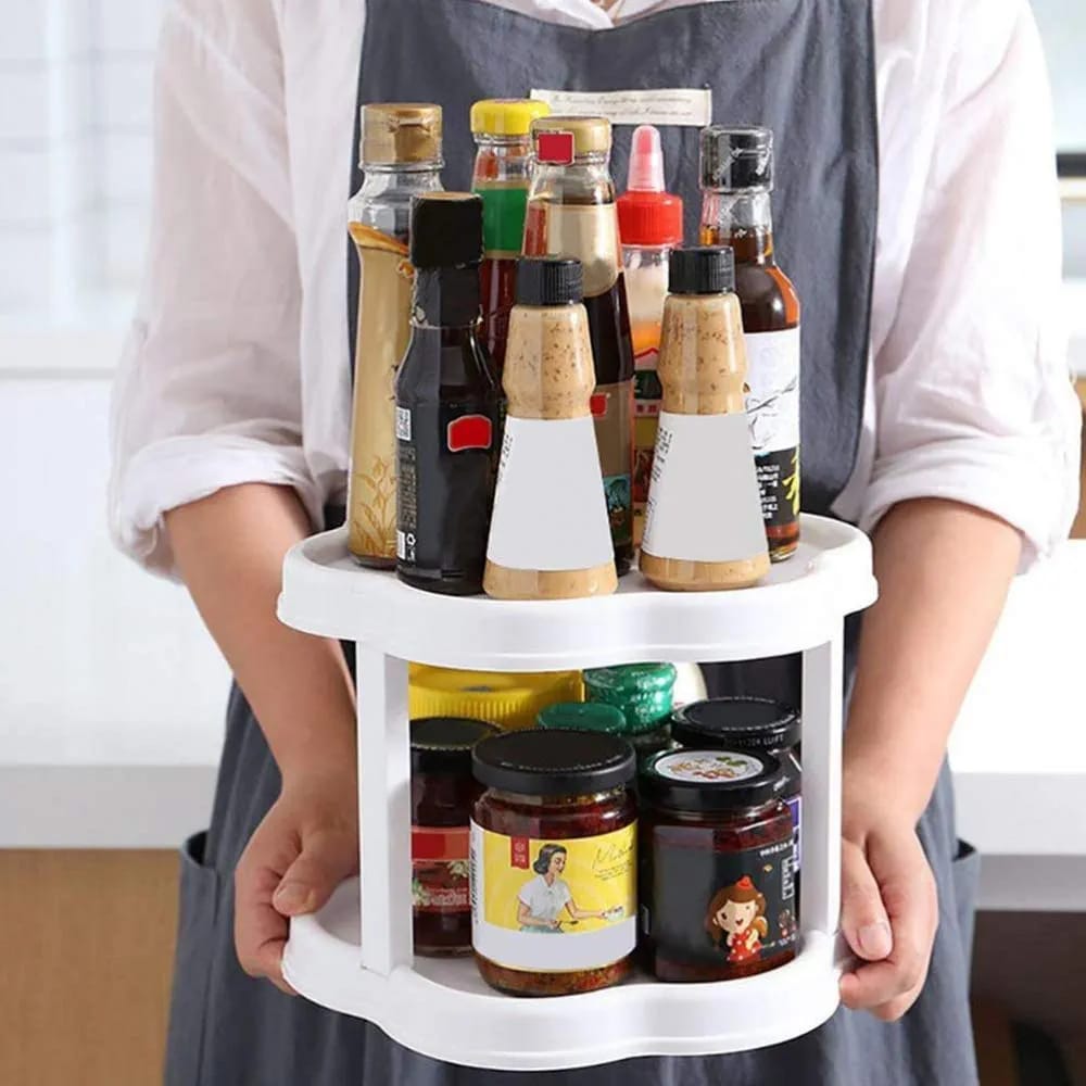 Flower-Shaped 360° Rotating Plastic  Storage Organizer - All-In-One Store Pakistan