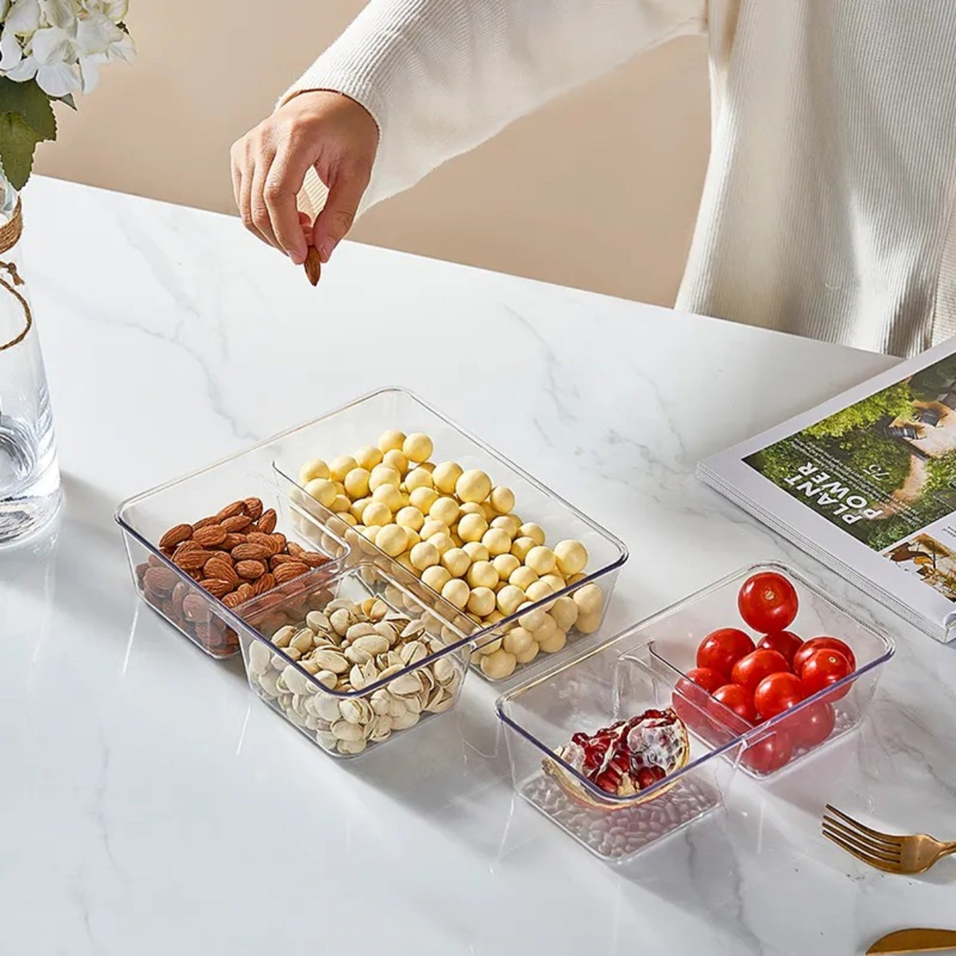 Plastic Transparent Grid Organizer Tray – Multi-Purpose Storage - All-In-One Store Pakistan