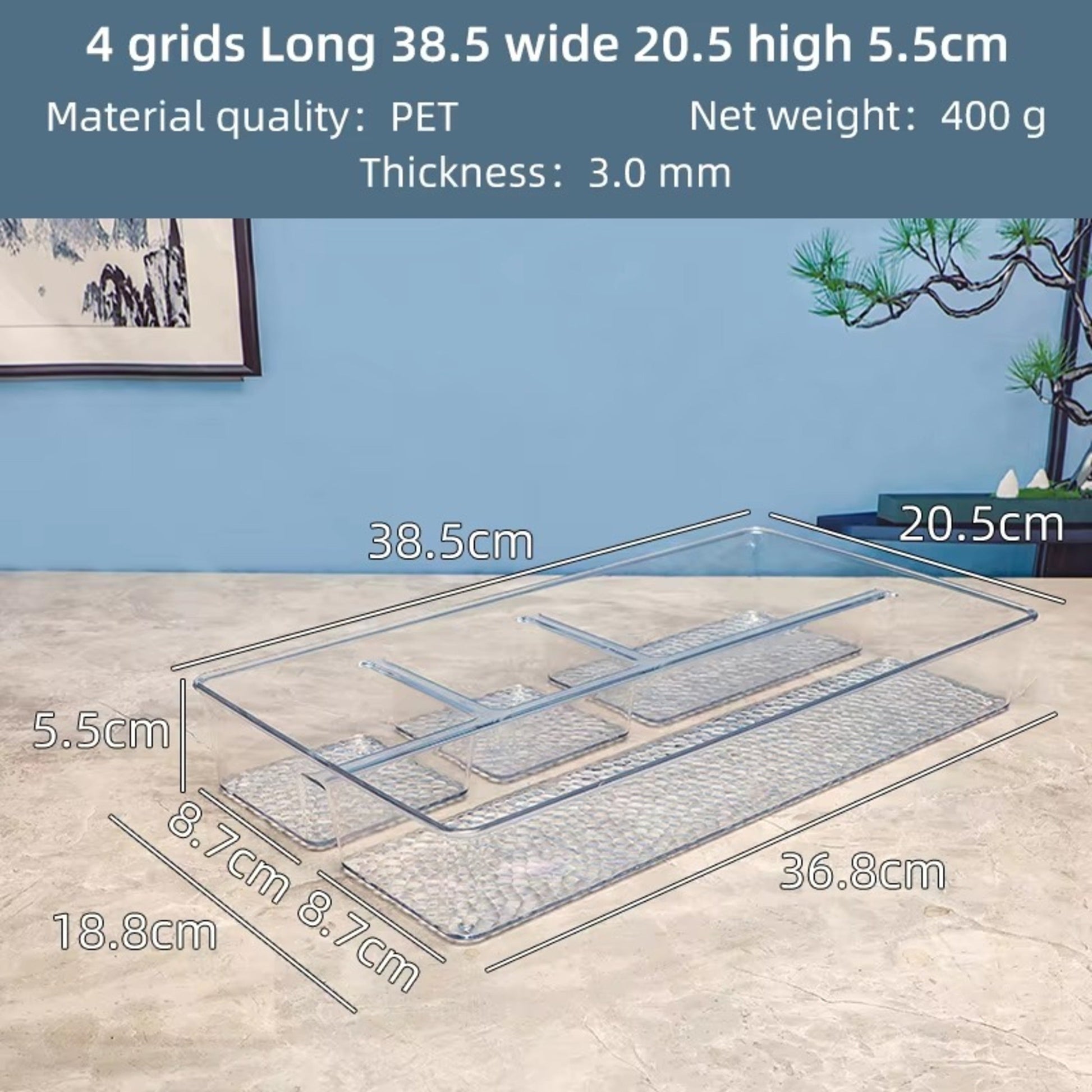 Plastic Transparent Grid Organizer Tray – Multi-Purpose Storage - All-In-One Store Pakistan