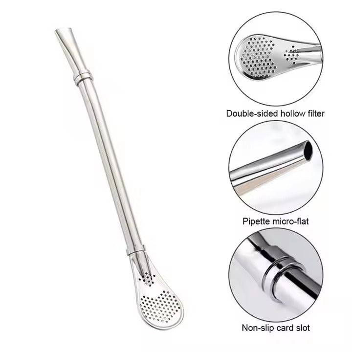 Reusable Curved Steel Straw with Herb Infuser Tip - All-In-One Store Pakistan