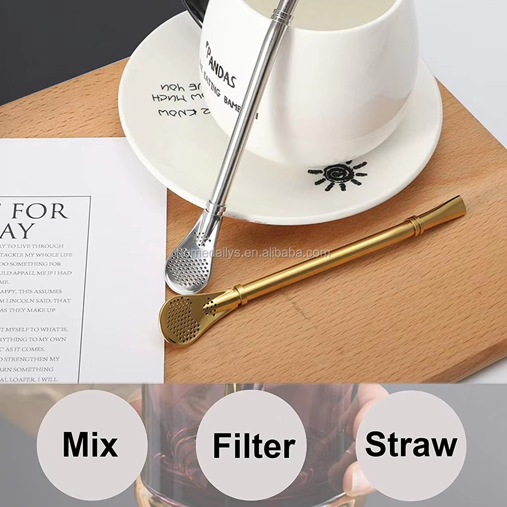 Reusable Curved Steel Straw with Herb Infuser Tip - All-In-One Store Pakistan