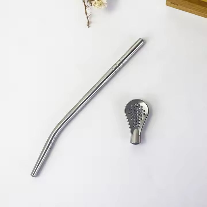 Reusable Curved Steel Straw with Herb Infuser Tip - All-In-One Store Pakistan