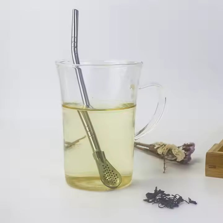 Reusable Curved Steel Straw with Herb Infuser Tip - All-In-One Store Pakistan