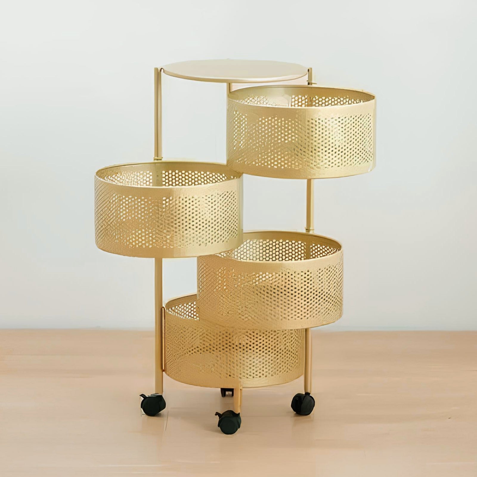 The Golden Edition Premium Round Metal Trolley by Matrix - All-In-One Store Pakistan