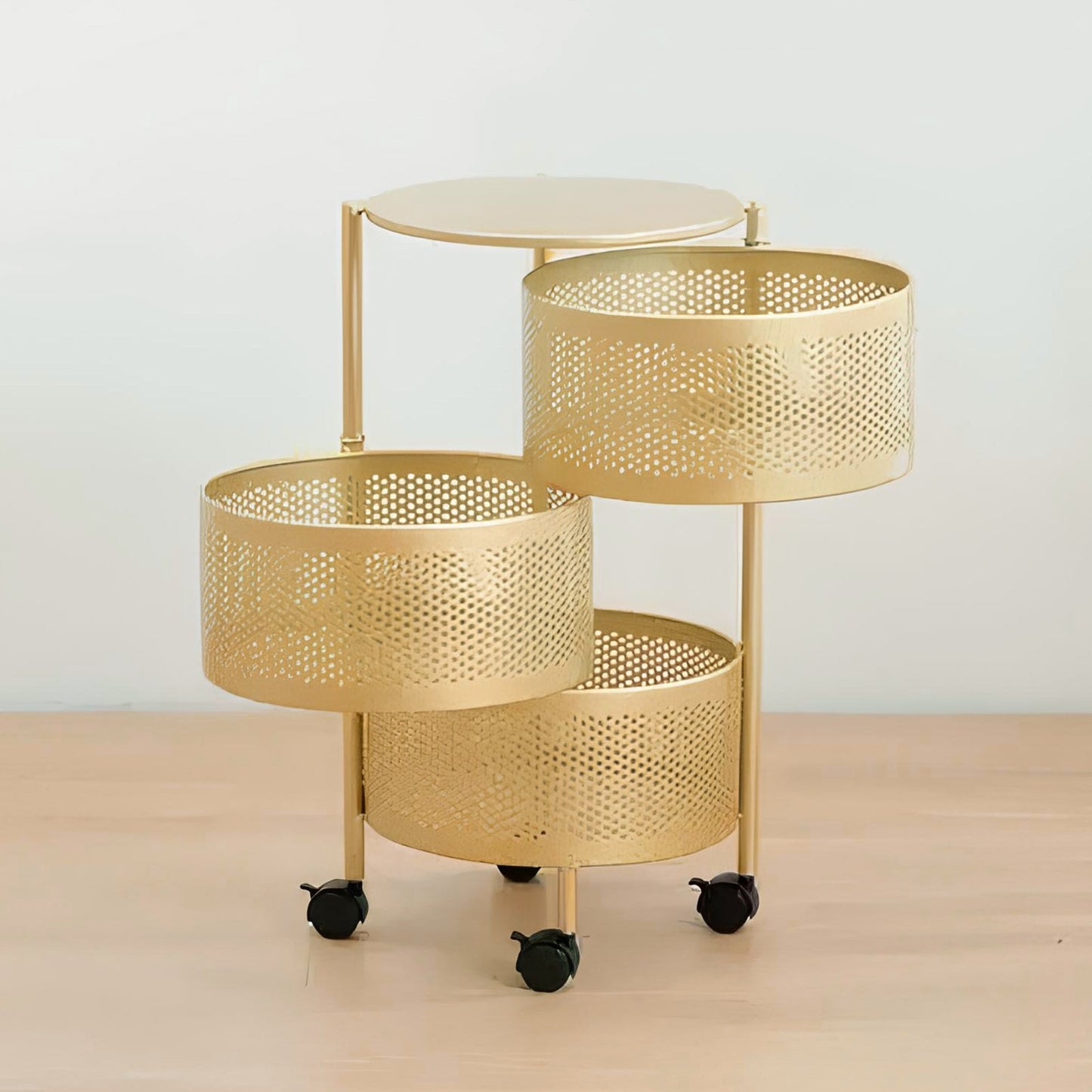 The Golden Edition Premium Round Metal Trolley by Matrix - All-In-One Store Pakistan