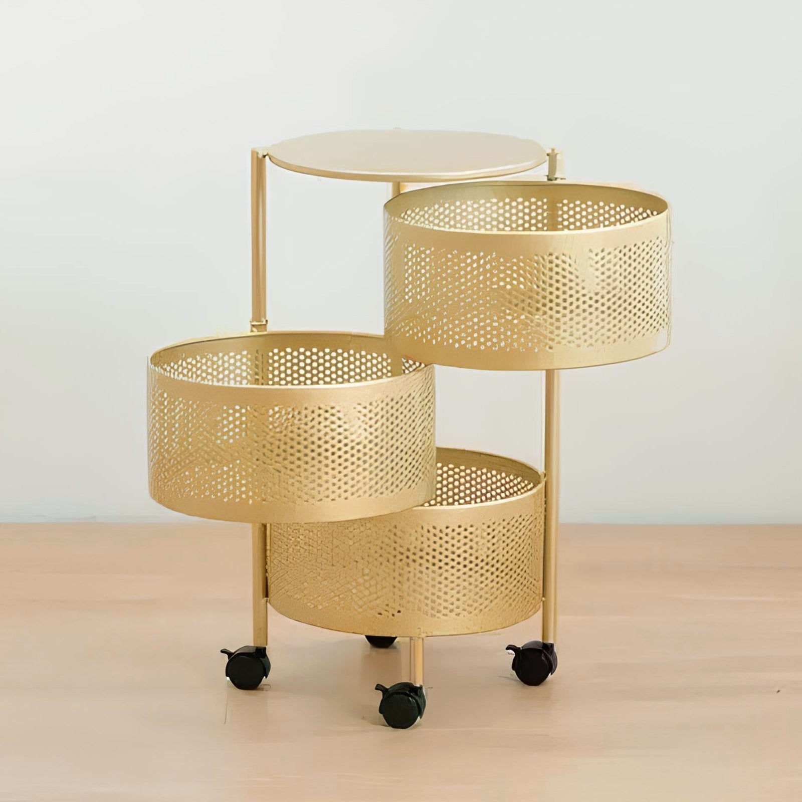 The Golden Edition Premium Round Metal Trolley by Matrix - All-In-One Store Pakistan
