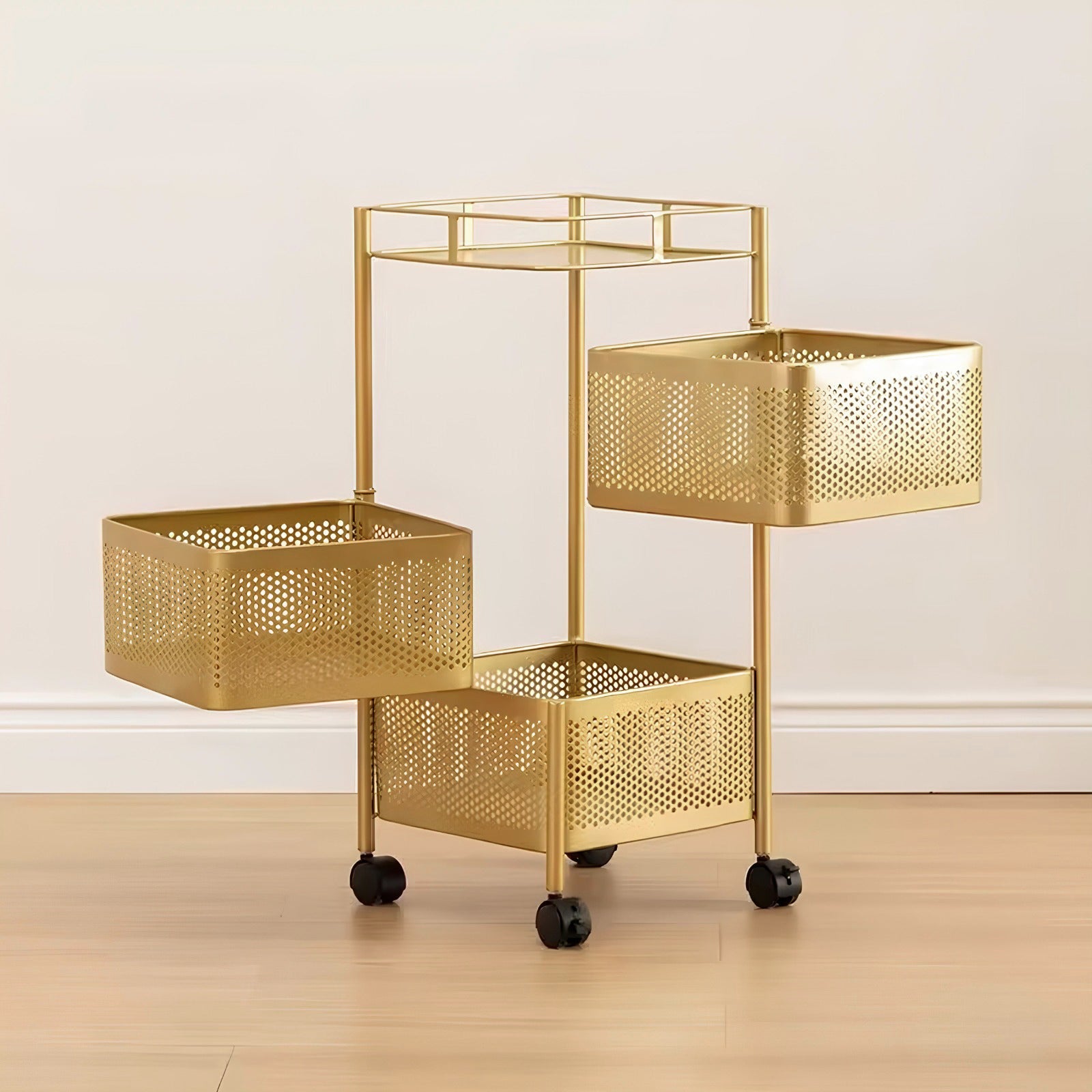 The Golden Edition Premium Round Metal Trolley by Matrix - All-In-One Store Pakistan