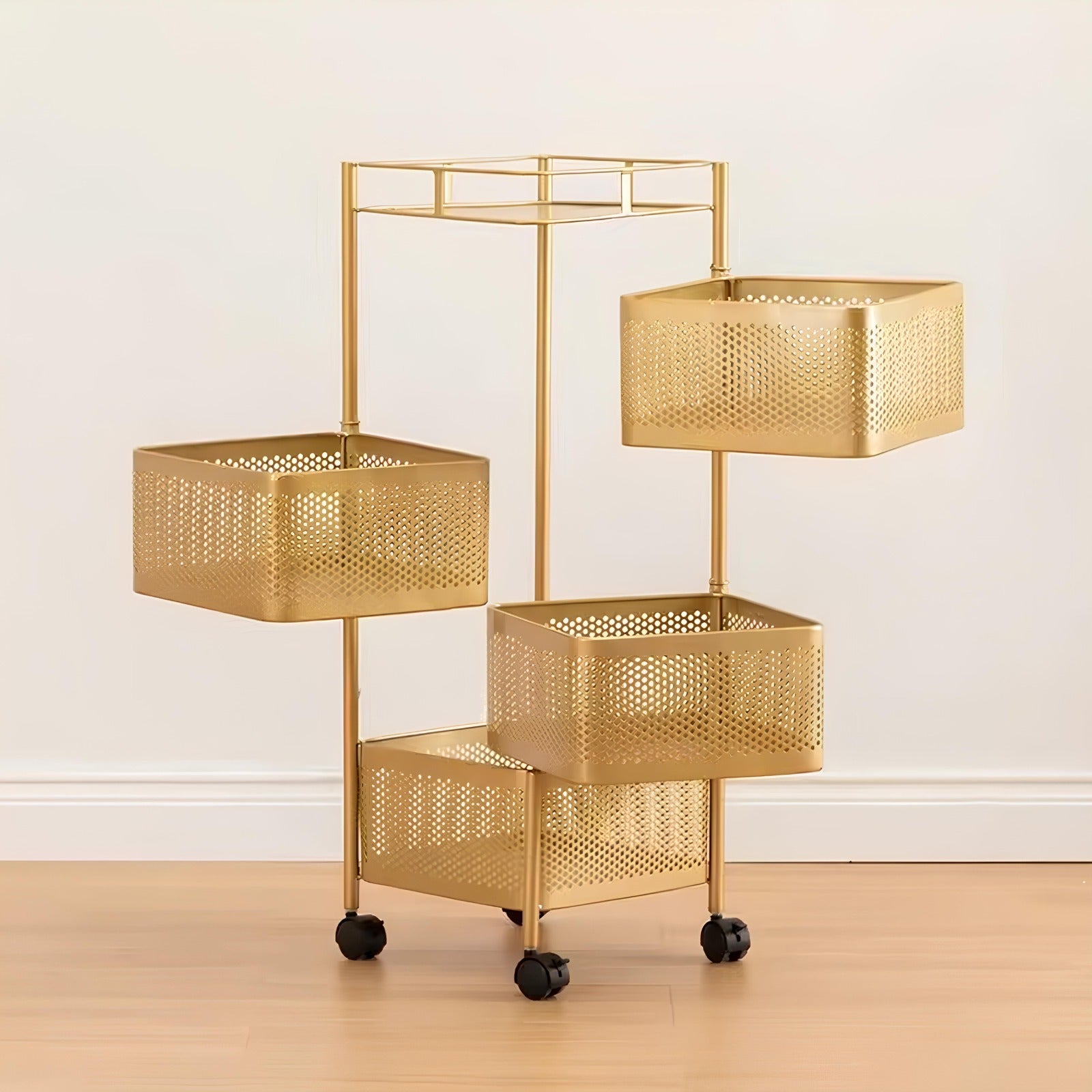 The Golden Edition Premium Round Metal Trolley by Matrix - All-In-One Store Pakistan